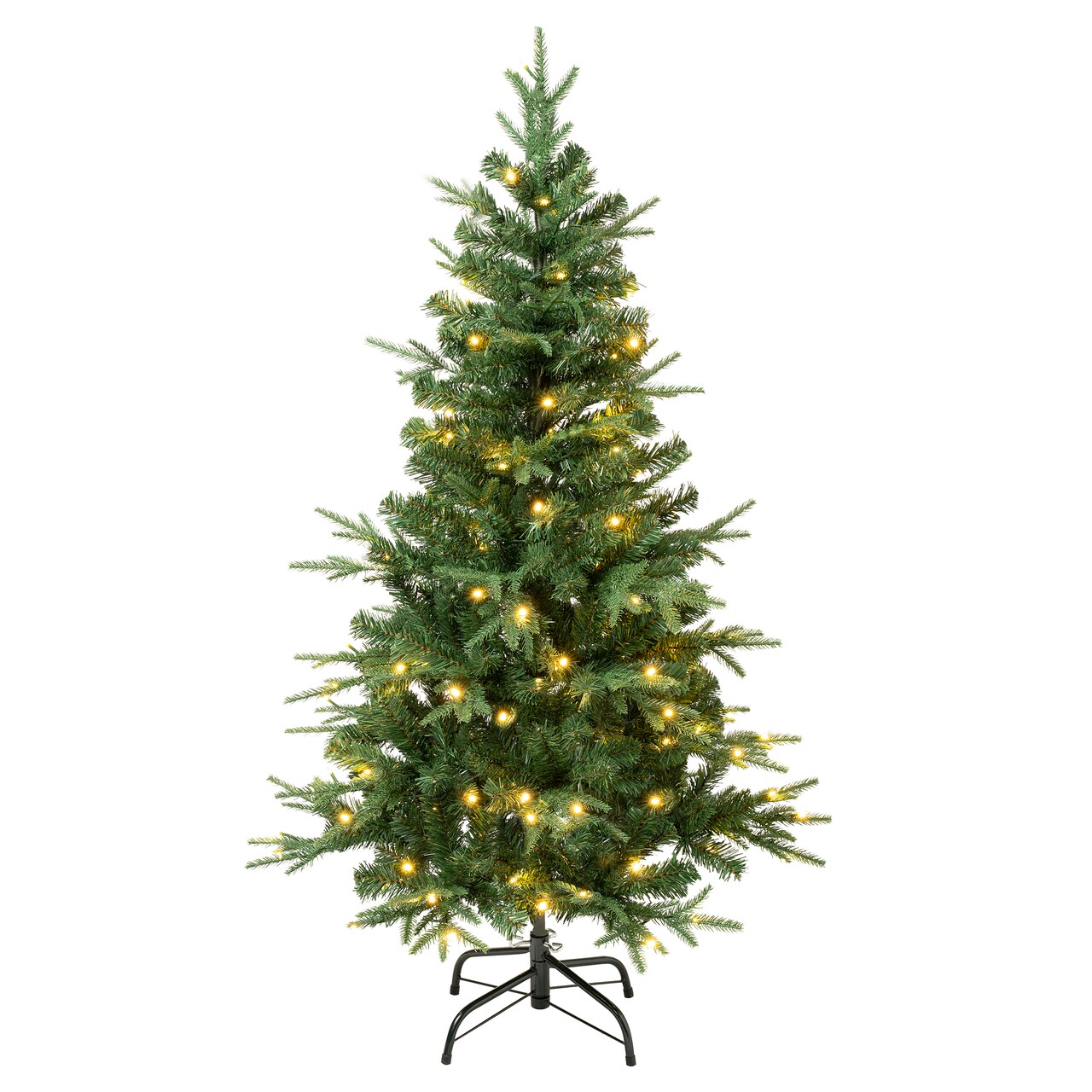 National Tree Company First Traditions Pre-Lit Duxbury Christmas Tree with Hinged Branches, Warm White LED Lights, Plug In, 4.5 ft
